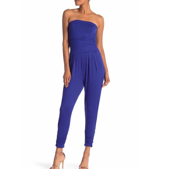 ‼️3 for $20‼️STRAPLESS SOLID BLUE ROYAL  JUMPSUIT - Picture 2 of 3
